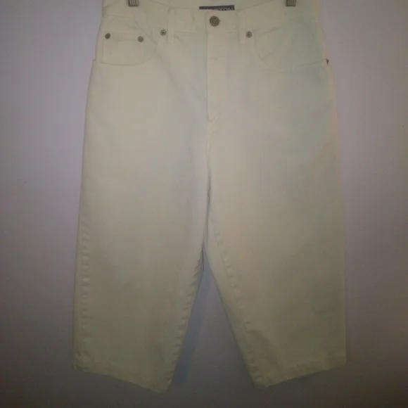 Khaki Denim Halston Jeanswear Cropped Pants Capri Jeans Sz 6 - Picture 15 of 15
